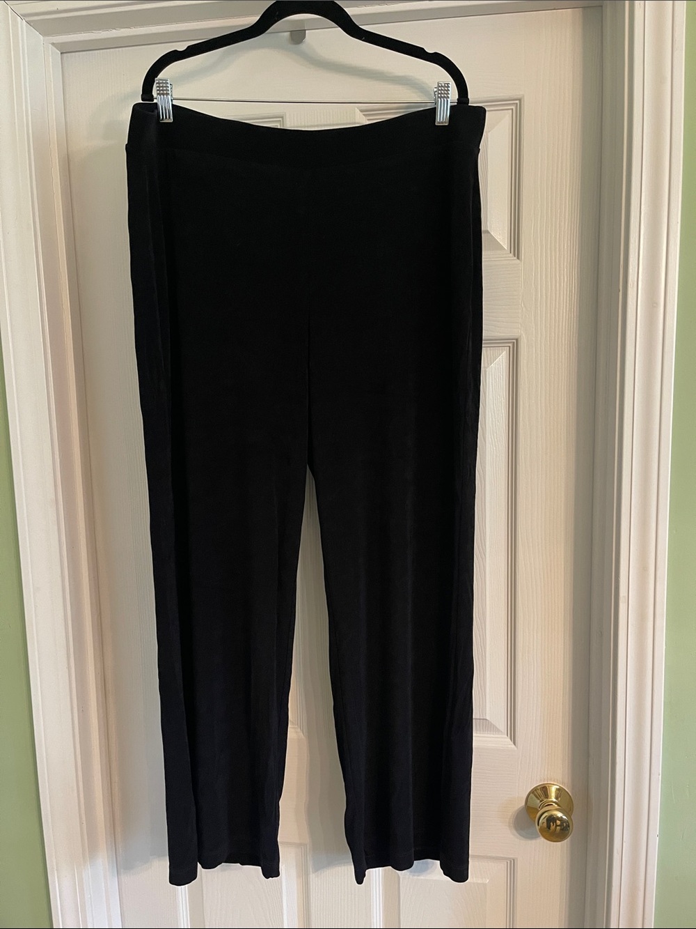 Chicos Black Stretchy Slinky Pull On Wide Leg Pants-Size 3 (16)